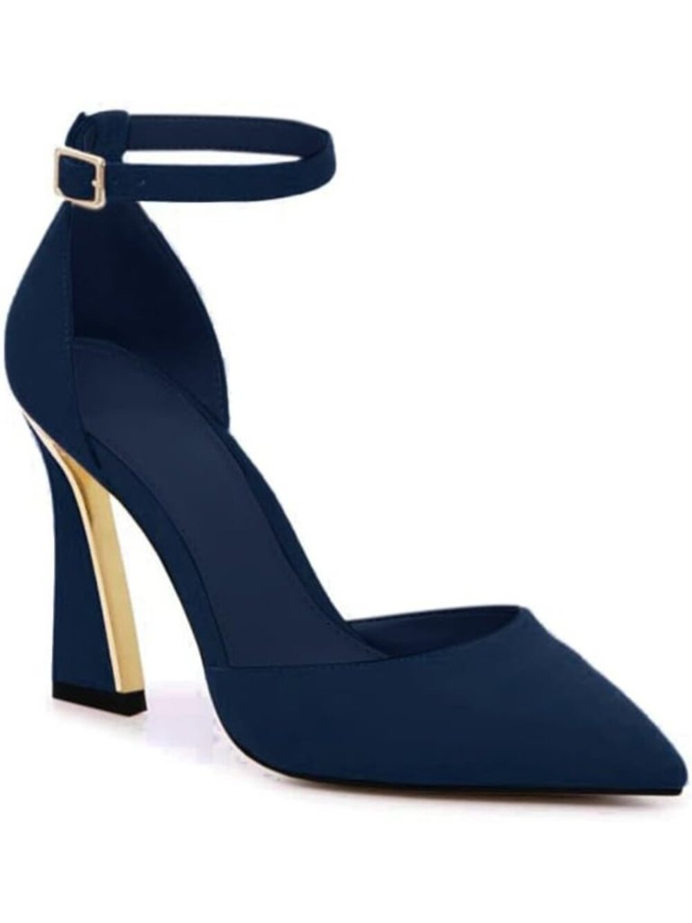 Chic Women's Pointed Toe Closed Heel Ankle Strap Pumps - Stylish High Heels